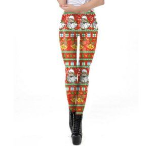 Women’s Christmas Leggings Skinny High Waist Sz 7